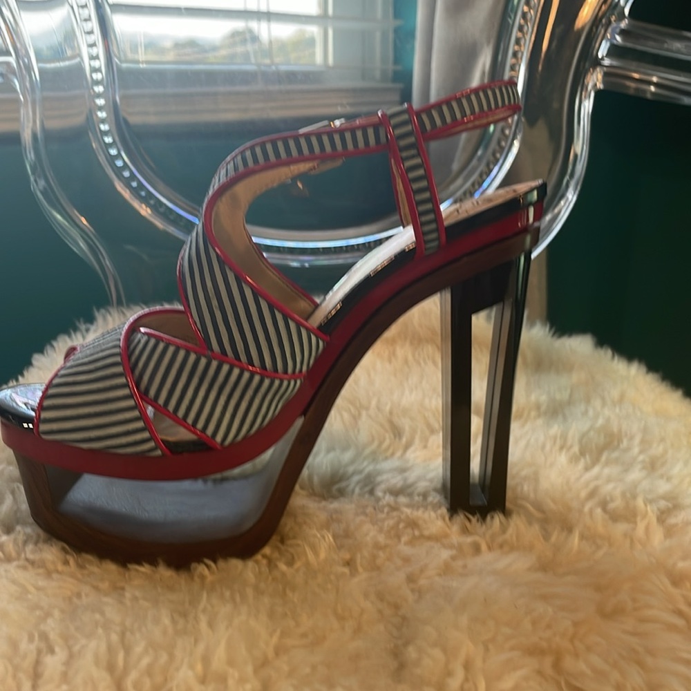 Gianni Bini super sexy red white and blue platform stiletto heel SZ 7.5 - Picture 5 of 8